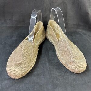 MICHAEL MICHAEL KORS Sz 7.5 Espadrille Shoes in Gold Slip On Canvas Flats NEW